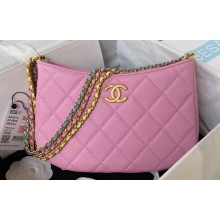 Chanel Grained Calfskin Chain Shoulder Bag AS4612 Pink 2024