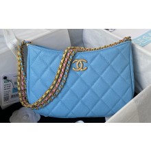 Chanel Grained Calfskin Chain Shoulder Bag AS4612 Blue 2024