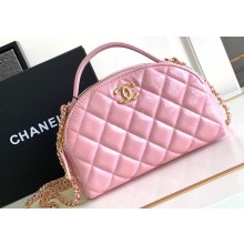 Chanel Calfskin & Gold-Tone Metal Chain Bowling Bag AP3586 Pink 2024