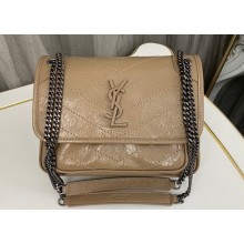 Saint Laurent Niki Baby Bag in Crinkled Vintage Leather 633160 Apricot