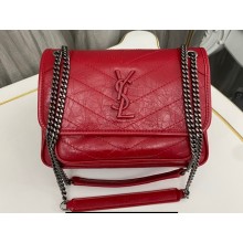 Saint Laurent Niki Baby Bag in Crinkled Vintage Leather 633160 Red