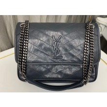 Saint Laurent Niki medium Bag in Crinkled Vintage Leather 633158 Gray