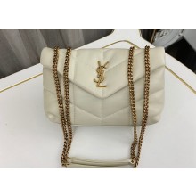 Saint Laurent toy puffer Bag in lambskin 759337 Vintage White/Gold