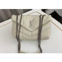 Saint Laurent toy puffer Bag in lambskin 759337 Vintage White/Silver