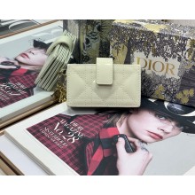 Lady Dior 5-Gusset Card Holder white in Patent Cannage Calfskin with gold hardware