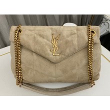 Saint Laurent puffer small Bag in suede leather 577476 Beige