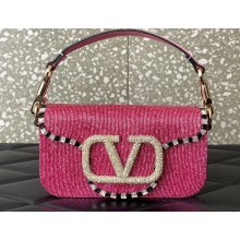Valentino Small Locò Shoulder Bag Embroidered Pink With Crystals 2024