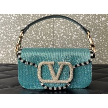 Valentino Small Locò Shoulder Bag Embroidered Green With Crystals 2024