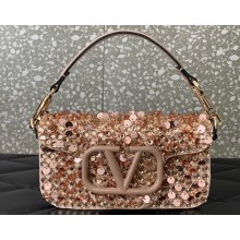 Valentino Small Locò Shoulder Bag Gold With Crystals 2024