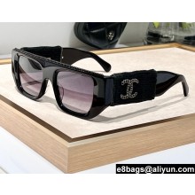 Chanel Acetate & Tweed Rectangle Sunglasses A71549 9130 01 2024