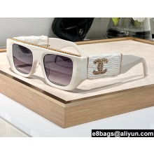 Chanel Acetate & Tweed Rectangle Sunglasses A71549 9130 02 2024