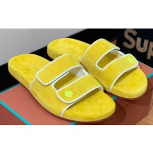Loro Piana Waikiki Suede Double-Grip Men's Slide Sandals Yellow 2024