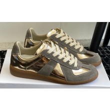Maison Margiela Replica Women/Men sneakers in nappa leather and suede Gray/Gold 2024