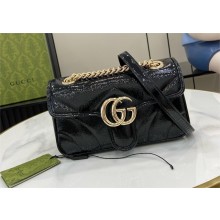 GUCCI GG Marmont small shoulder bag IN BLACK PATENT LEATHER 443497 2024