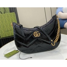 GUCCI GG Marmont small shoulder bag IN BLACK PATENT LEATHER 777263 2024
