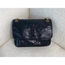 Saint Laurent Niki Baby Bag in vintage leather 633160 black with GOLD hardware(original quality)