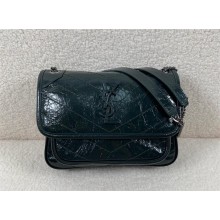 Saint Laurent Niki Baby Bag in vintage leather 633160 green with silver hardware(original quality)