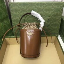 GUCCI Ophidia mini bucket bag IN BROWN LEATHER 760201 2024