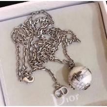 "Dior Tribales" Necklace In Aged Palladium Finish Metal Bee White 2018