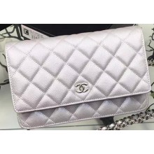 CHANEL CALSKIN APRICOT QULITED WOC BAG A33814 IN SLIVER(MIN-1731802)