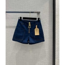 LOUIS VUITTON XXL Zipper Denim Mini Shorts 2023