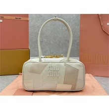 Miu Miu leather patchwork bag 5BB148 white 2024