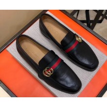gucci Leather loafer with GG Web 428609