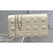 Lady Dior Pouch Bag in Cannage Calfskin with Diamond Motif White 2022