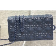 Lady Dior Pouch Bag in Cannage Calfskin with Diamond Motif Cloud Blue 2022
