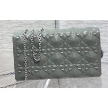 Lady Dior Pouch Bag in Cannage Calfskin with Diamond Motif Gray 2022
