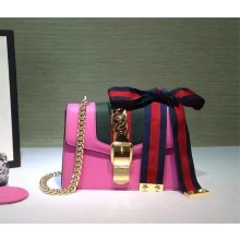 Gucci Sylvie leather mini chain bag 431666 in pink leather 