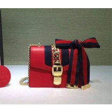 Gucci Sylvie leather mini chain bag 431666 in hibiscus red leather