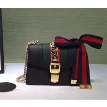 Gucci Sylvie leather mini chain bag 431666 in black leather 