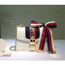 Gucci Sylvie leather mini chain bag 431666 in off white leather