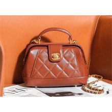 chanel Shiny Lambskin Mini Bag with Top Handle AS4958 caramel 2024