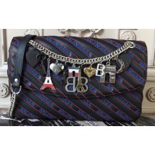 Balenciaga BB Round M Charms Bag Black/Blue/Red 2018