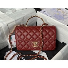 Chanel Mini Flap Bag with Top Handle AS4924 BURGUNDY 2024