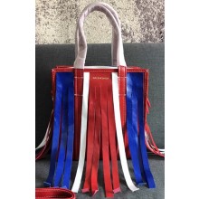 Balenciaga Bazar Shopper XS Fringes Bag Blue/Red 2018