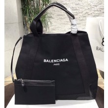 Balenciaga Navy Cabas Cotton Canvas Tote Bag Black 2018