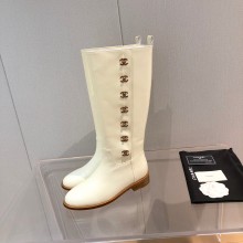 chanel cc logo long boots white 2021