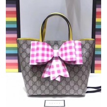 Gucci Children's Check Bow GG Tote Bag 501804 Pink 2018