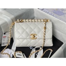 chanel Shiny Lambskin Mini Flap Bag with Top Handle AS5001 WHITE 2024