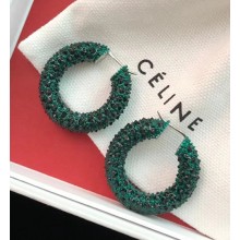 Celine Crystal Ring Earrings Green 2018