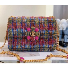 chanel Wool & Cotton Tweed & Gold-Tone Metal Multicolor Small Flap Bag AS3639 2023