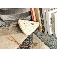 celine Triangle bag in Triomphe Canvas with Celine print White 