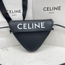 celine Triangle bag in Smooth calfskin with Celine Print BLACK
