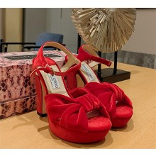 jimmy choo Heloise120 red Velvet Platform Sandals 2023