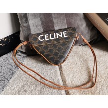 celine Triangle bag in Triomphe Canvas with Celine print Tan 