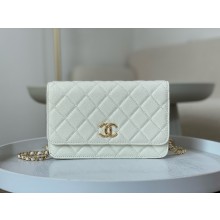 CHANEL Wallet on Chain IN Shiny Grained Calfskin AP3971 WHITE 2024