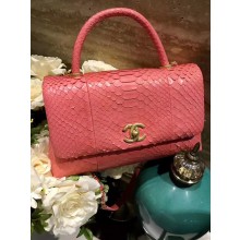 Chanel python top handle cross body bag pink(75501)